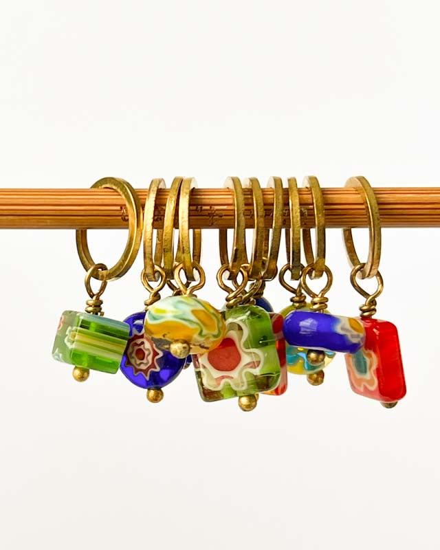 Millefiori Glass Binkwaffle Stitch Markers