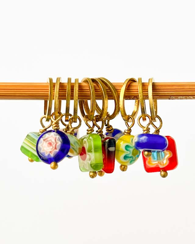 Millefiori Glass Binkwaffle Stitch Markers