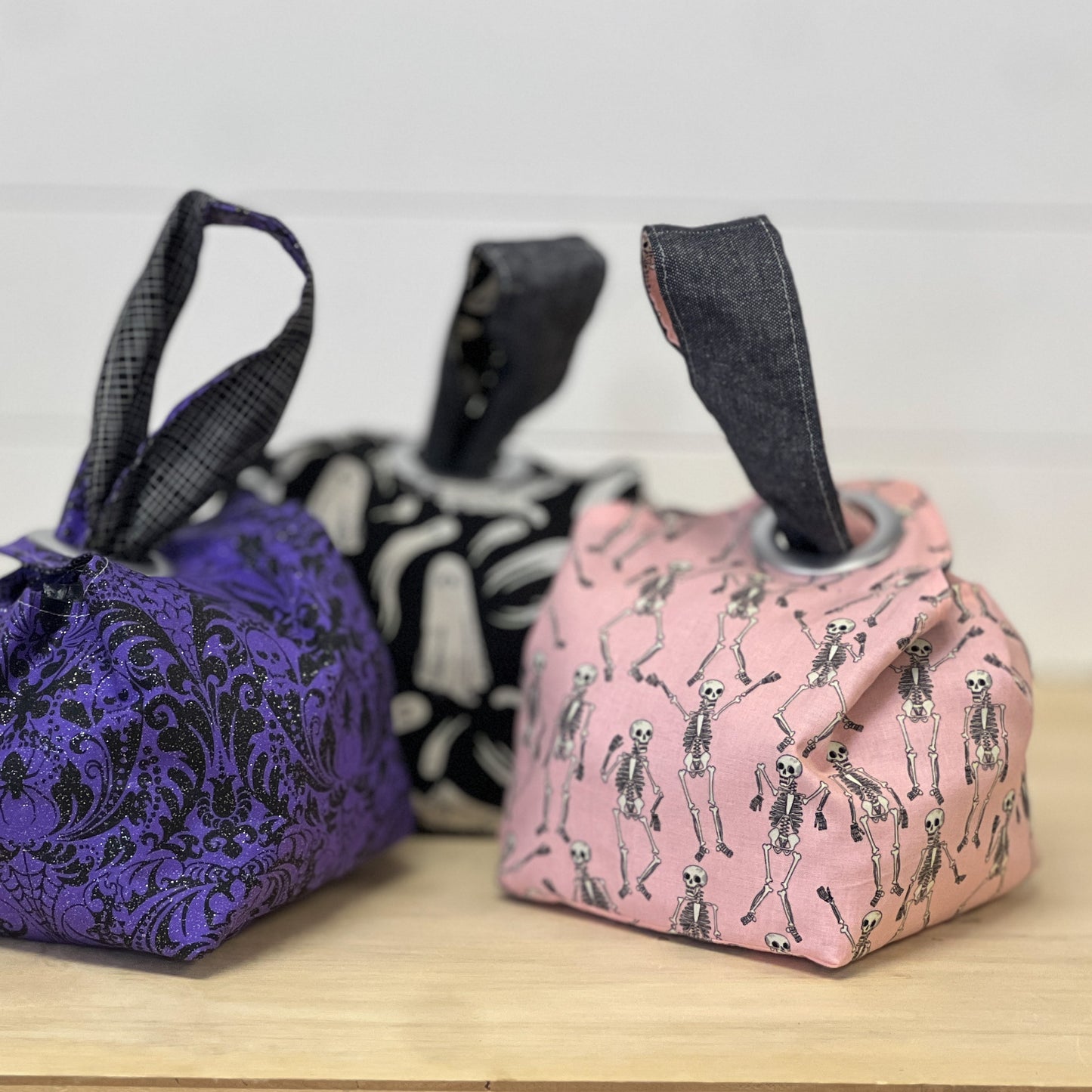 Dumpling Bags — Purple Glitter Skulls