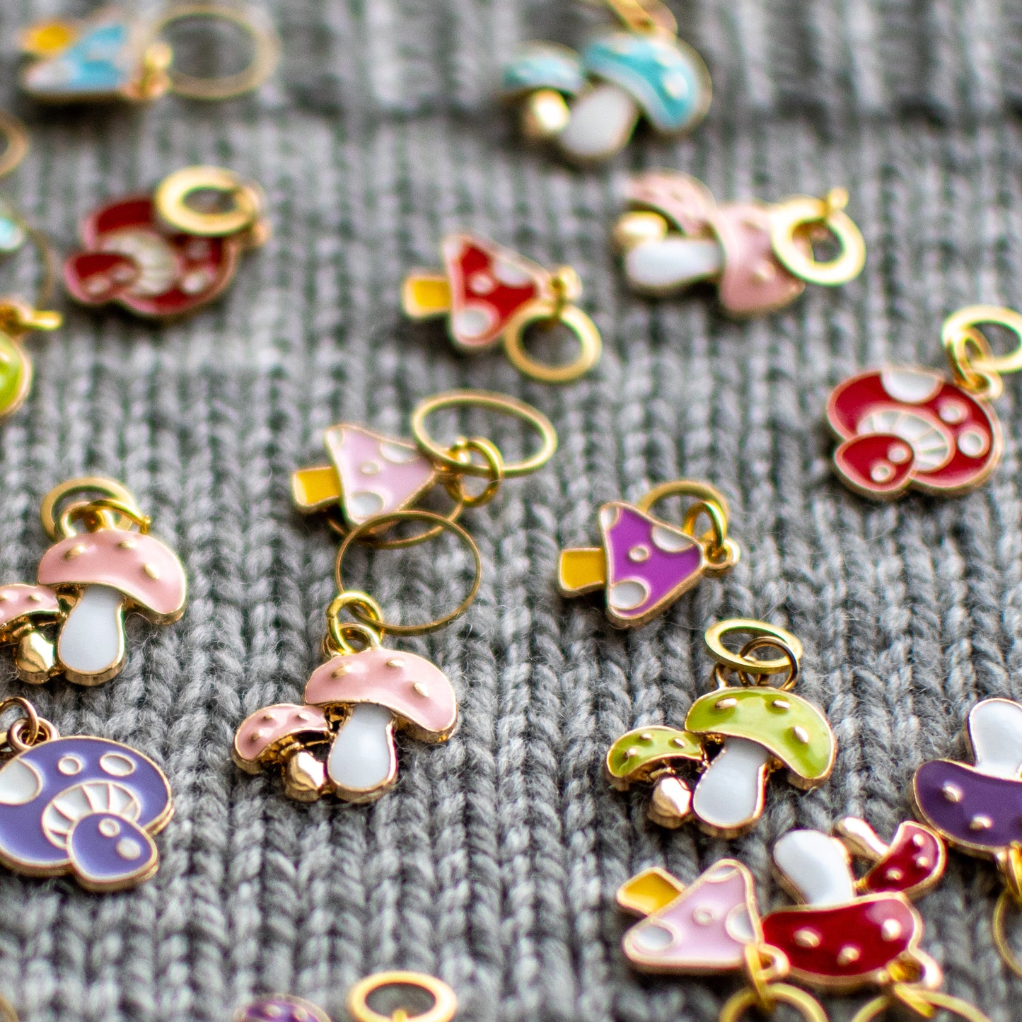 Binkwaffle Stitch Markers. — Shrooms