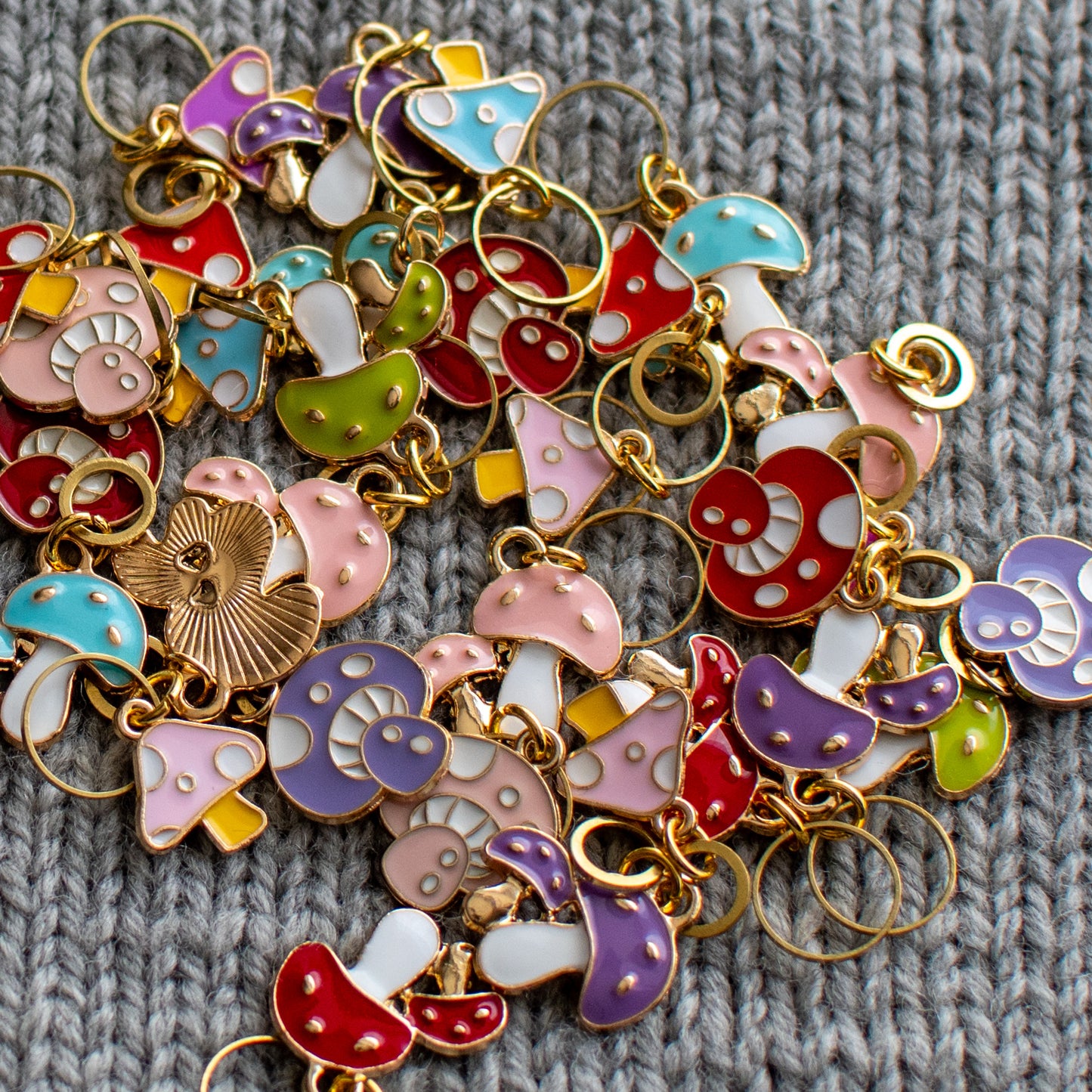 Binkwaffle Stitch Markers. — Shrooms
